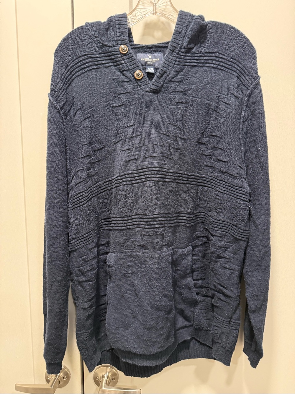American Eagle Outfitters Navy Blue Hooded Button Up